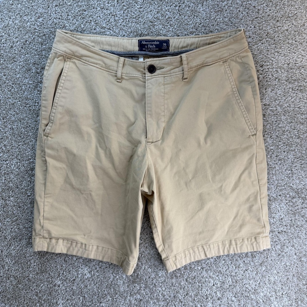 Abercrombie & Fitch Chino Shorts Mens 30 Beige Stretch Canvas Casual Summer